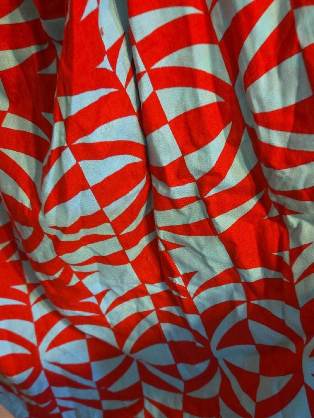 Bernie Dexter Red and Light Blue Tropical Geometric Sarong Sun Dress - Picture 4 of 4